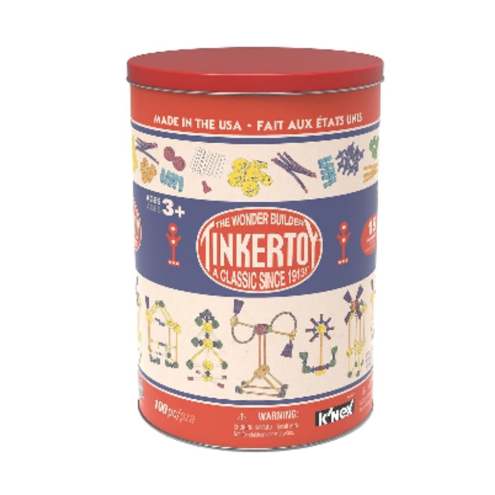 Tinkertoy 100 Piece Classic Building Tin - Vintage